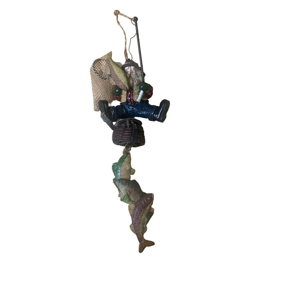 Christmas Around The World Fisherman Santa Ornament | Vintage Fish String